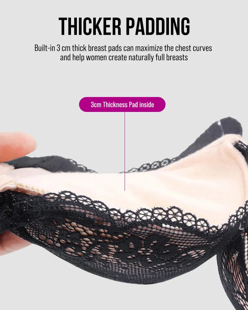 Lace Underwire Padded Push Up Bra (3-COLOR SET)