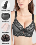 Lace Underwire Padded Push Up Bra (3-COLOR SET)