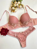 Lace Embroidery Bra Set Women Plus Size Push Up Underwear Bra And Panty Set