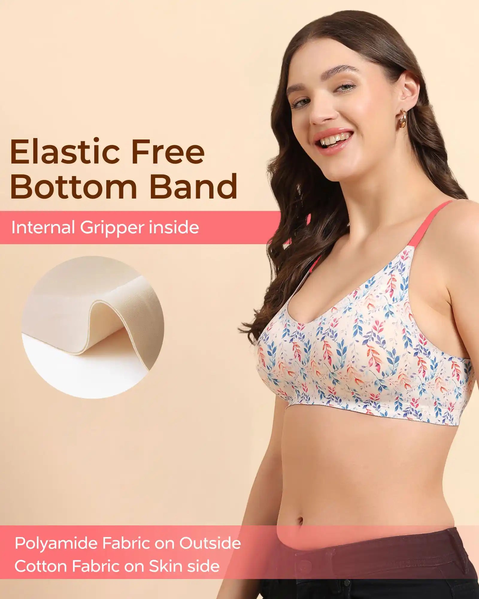 Tweens Bonded Printed lightweight Full-Coverage Padded Cotton Bra- (PACK OF 3)