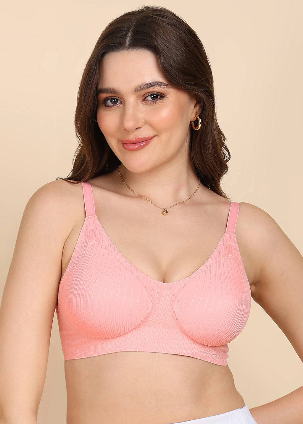 Bonded Designer Fabric Light Weight Padded Seamless Bra