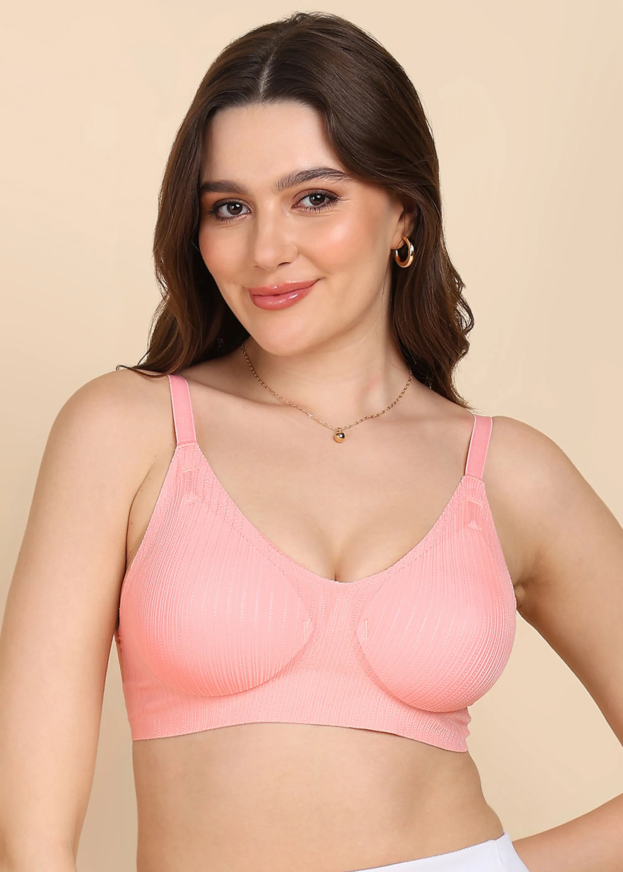 Bonded Designer Fabric Light Weight Padded Seamless Bra