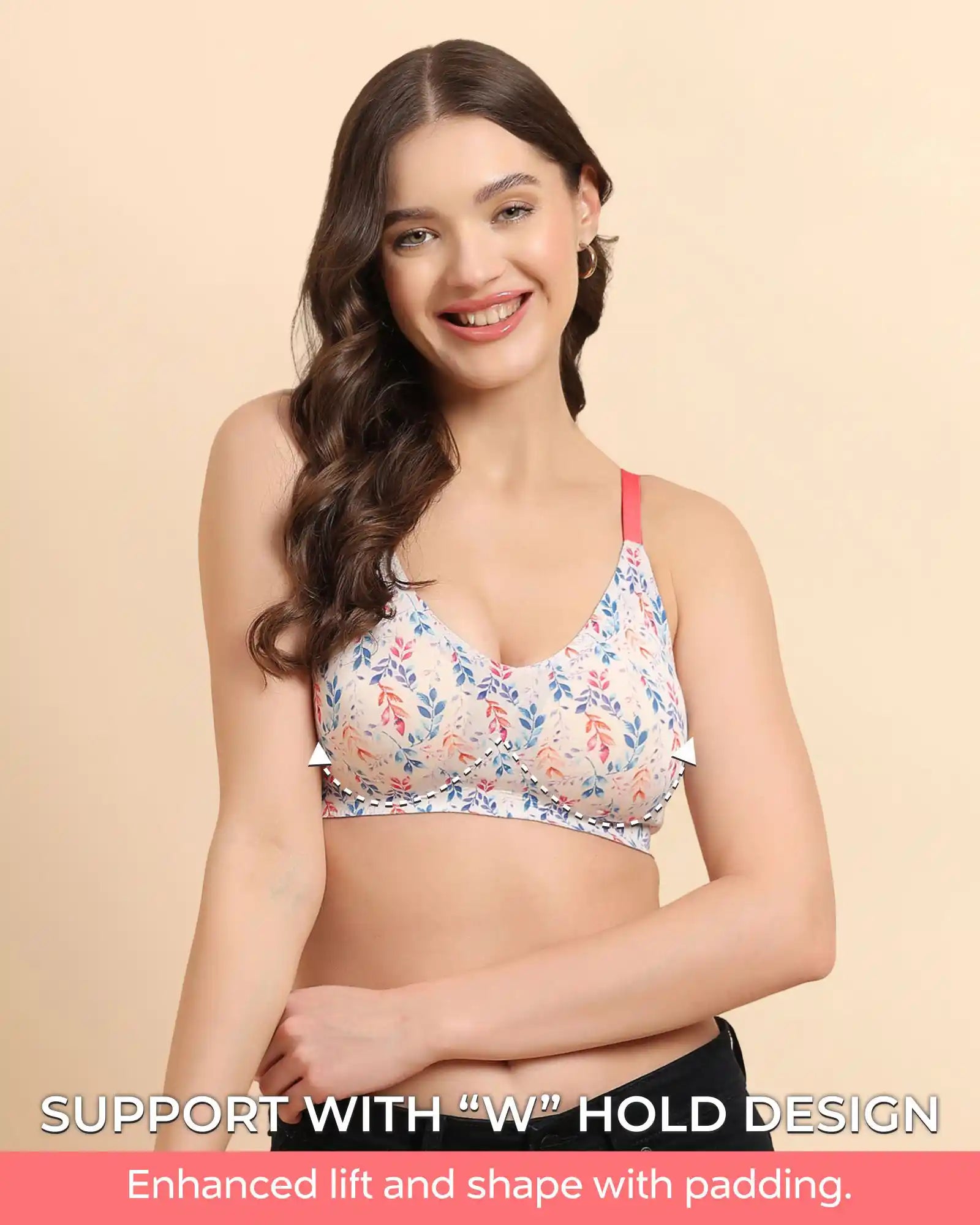 Tweens Bonded Printed lightweight Full-Coverage Padded Cotton Bra- (PACK OF 3)
