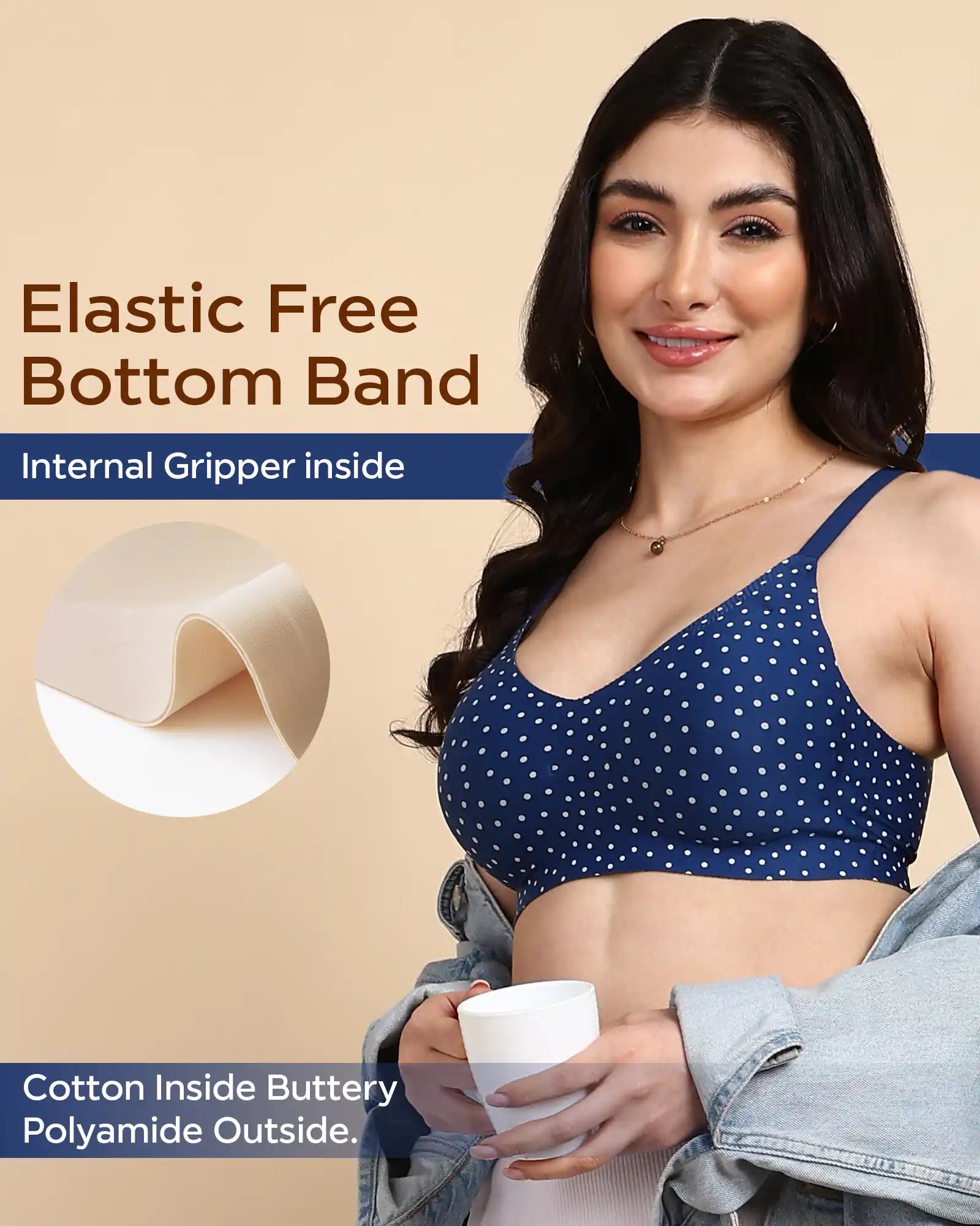 Tweens Bonded Printed lightweight Full-Coverage Padded Cotton Bra- (PACK OF 3)