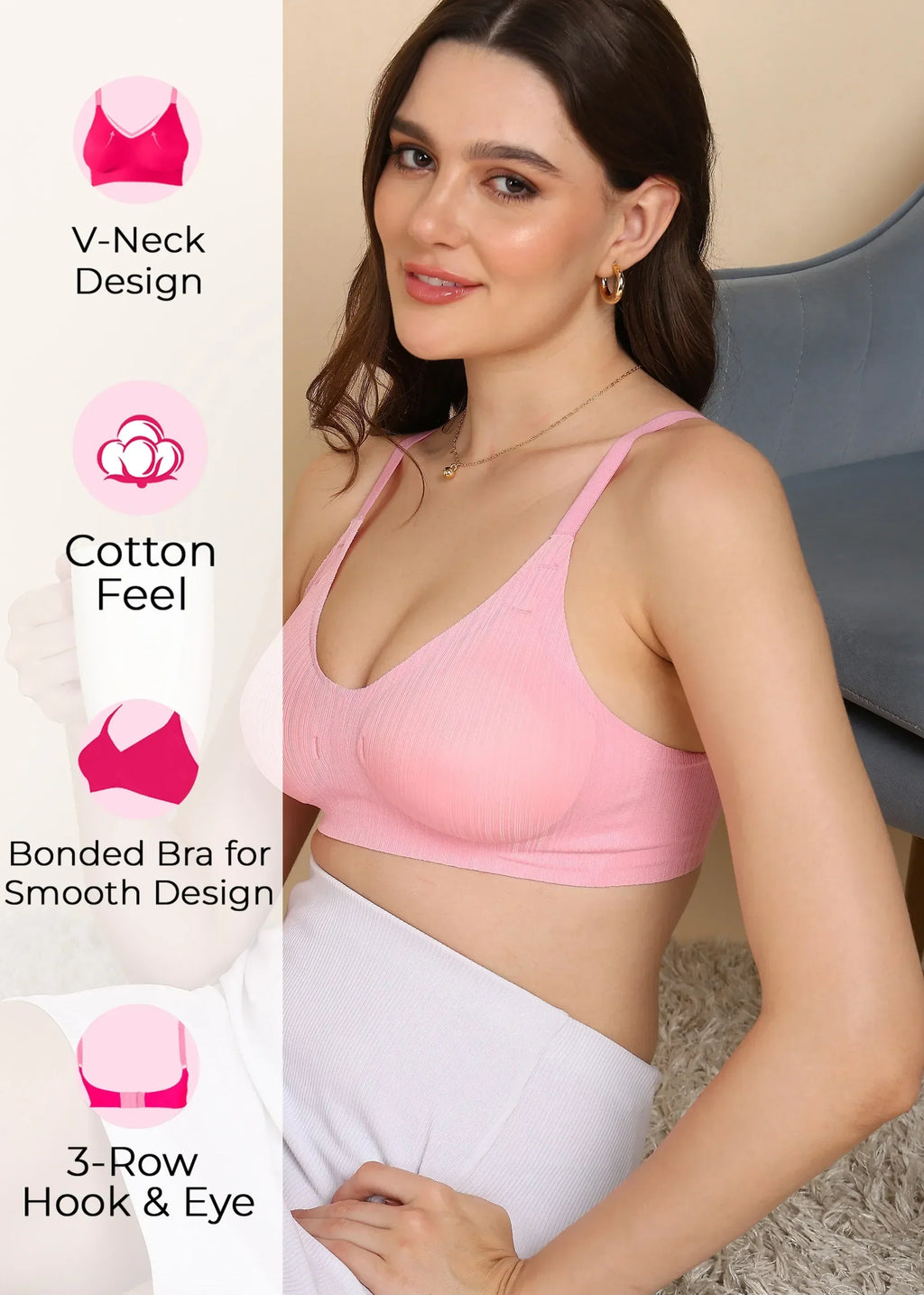 Bonded Designer Fabric Light Weight Padded Seamless Bra
