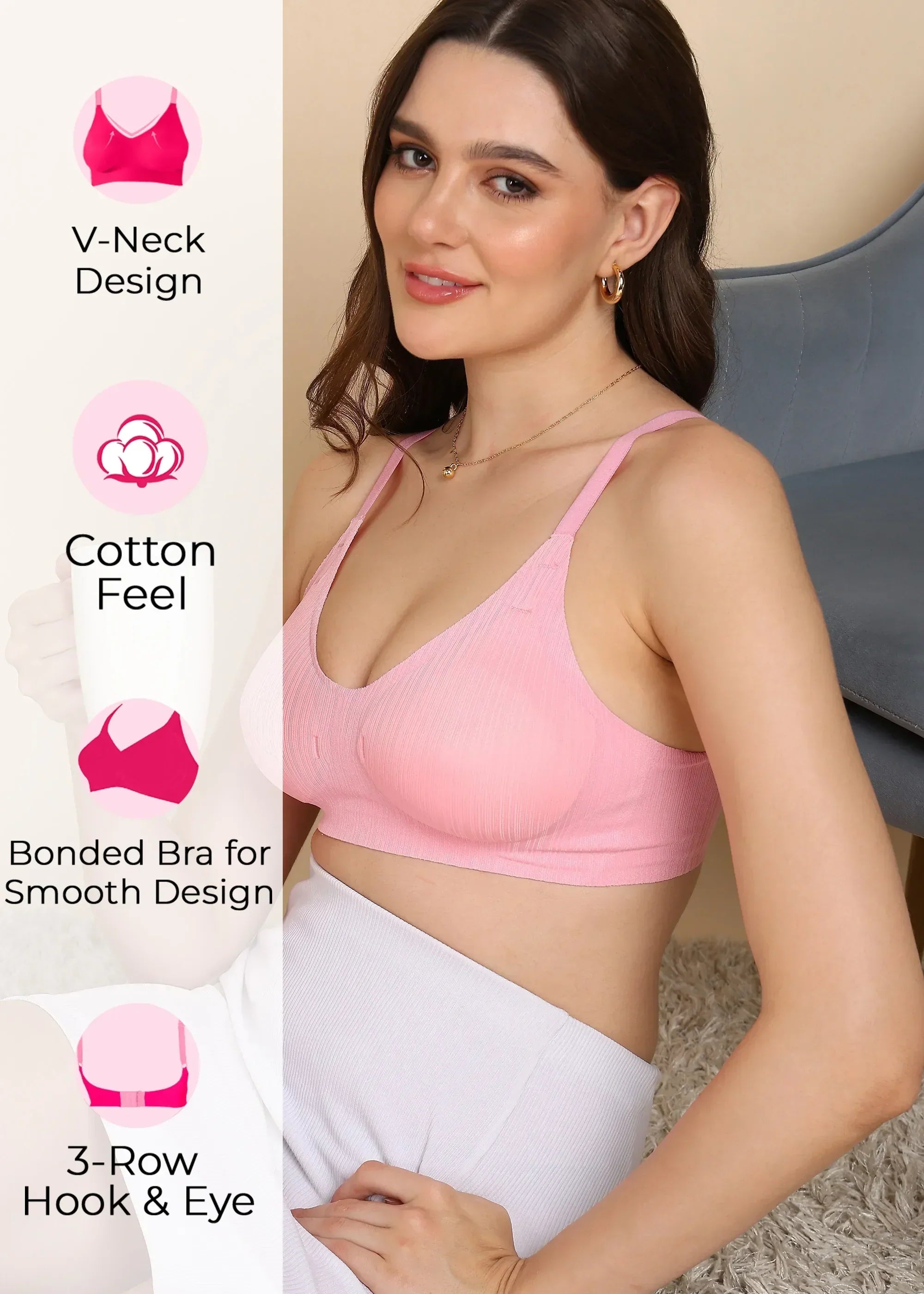 Bonded Designer Fabric Light Weight Padded Seamless Bra
