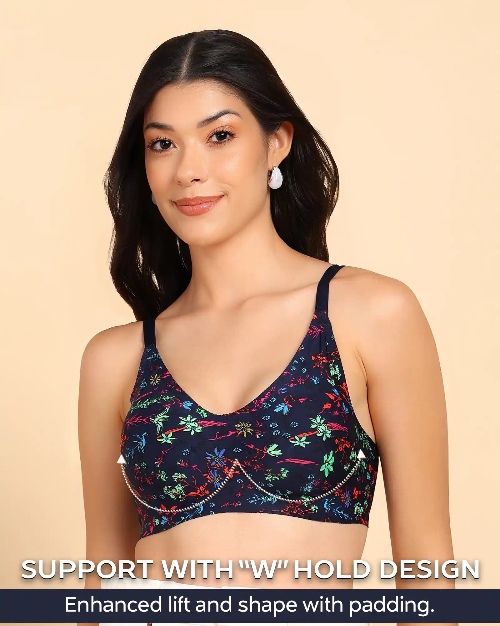 Tweens Bonded Printed lightweight Full-Coverage Padded Cotton Bra- (PACK OF 3)