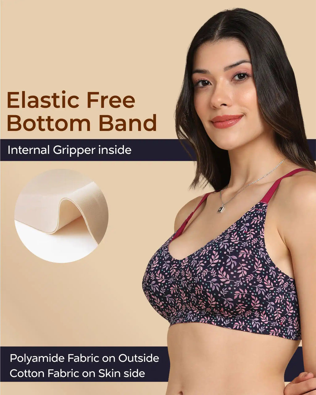 Tweens Bonded Printed lightweight Full-Coverage Padded Cotton Bra- (PACK OF 3)