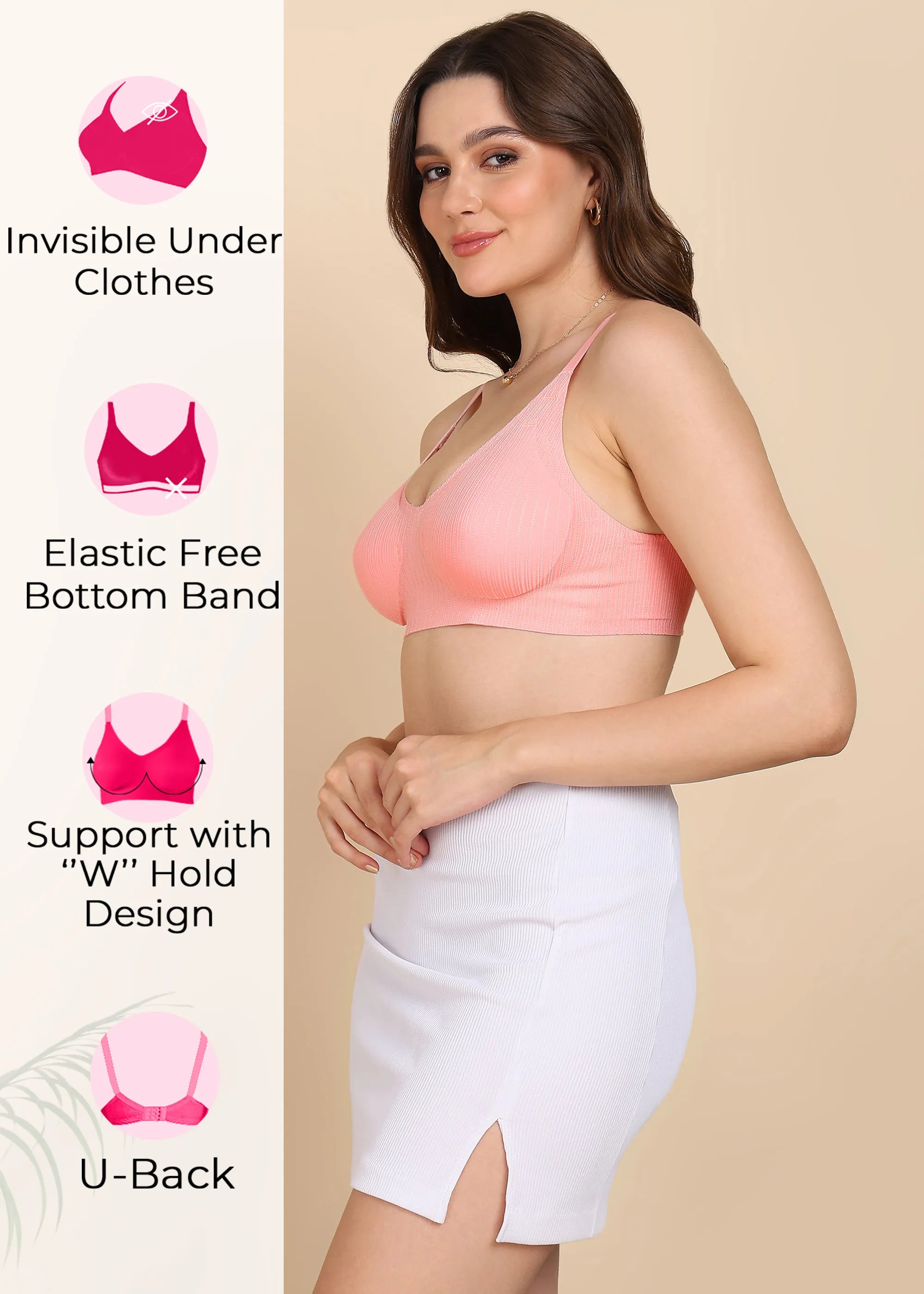 Bonded Designer Fabric Light Weight Padded Seamless Bra