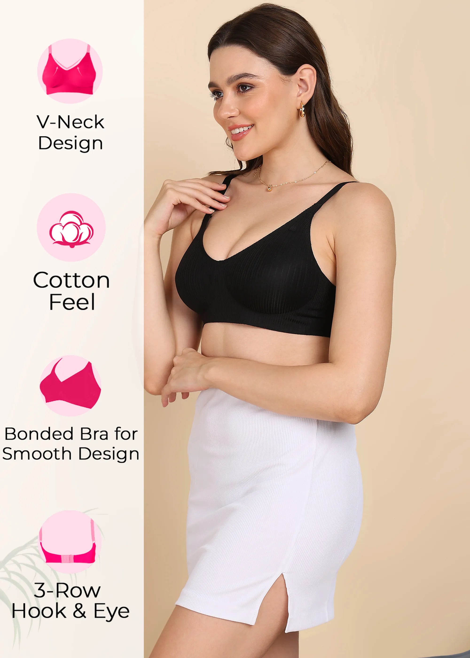 Bonded Designer Fabric Light Weight Padded Seamless Bra