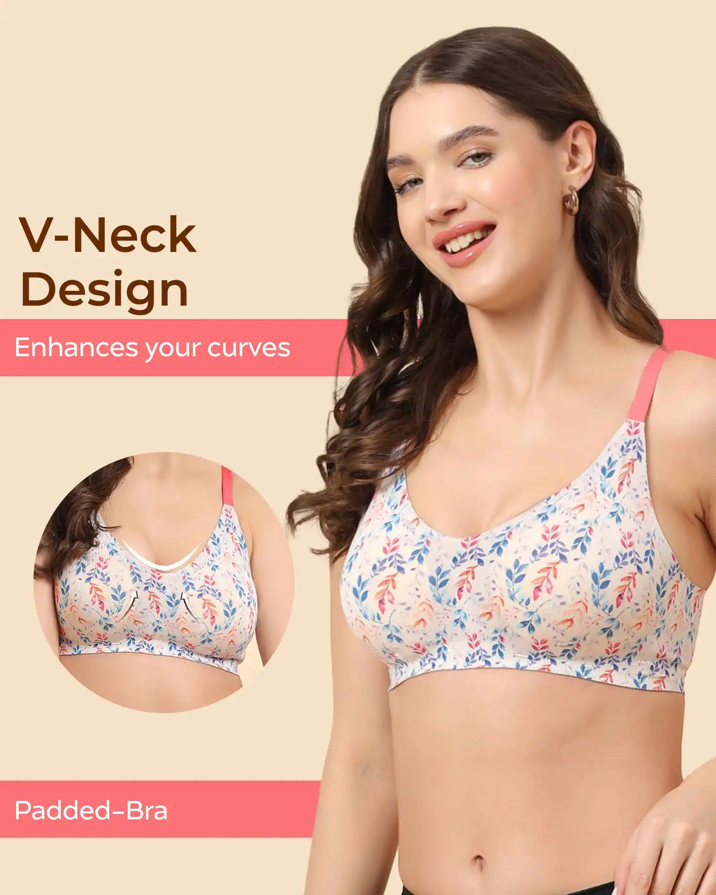 Tweens Bonded Printed lightweight Full-Coverage Padded Cotton Bra- (PACK OF 3)