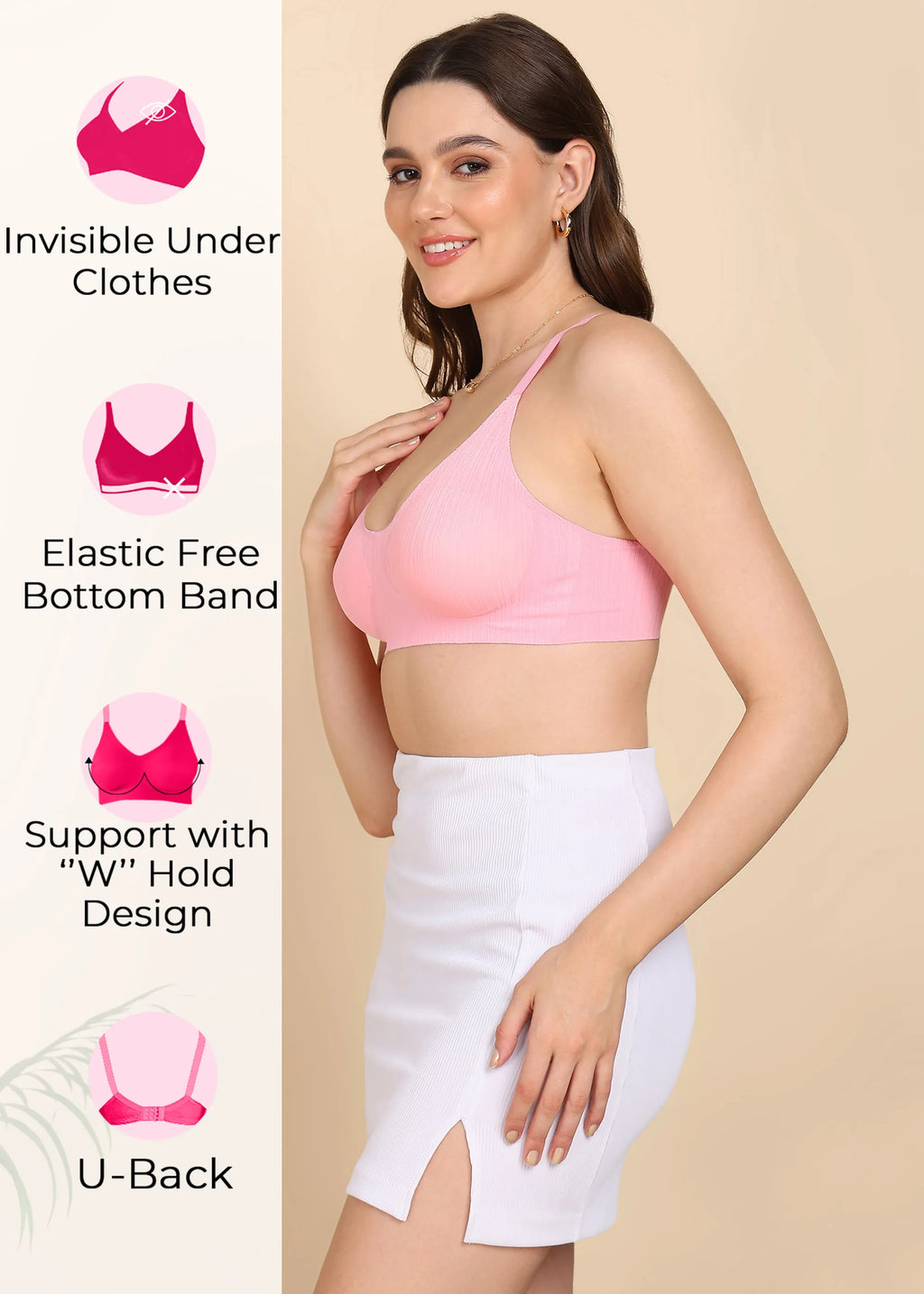 Bonded Designer Fabric Light Weight Padded Seamless Bra