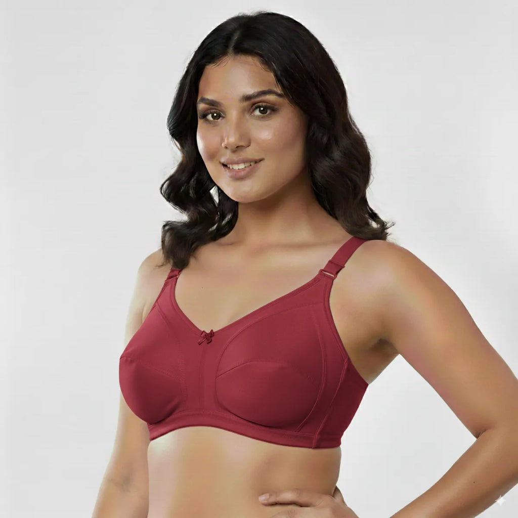 Pack Of 3 Women's Cotton Blend Solid Full Coverage Ethnic Daily Wear Non Padded Bra