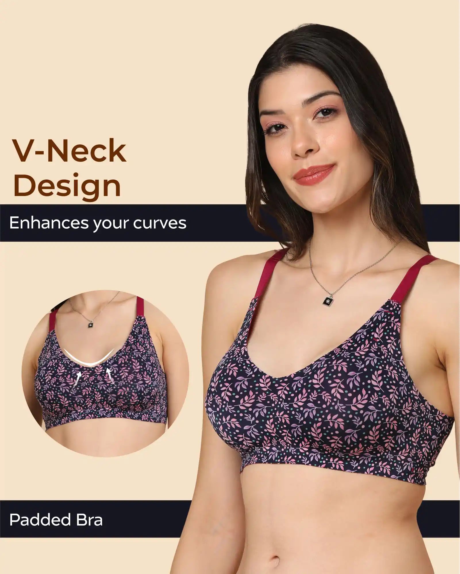 Tweens Bonded Printed lightweight Full-Coverage Padded Cotton Bra- (PACK OF 3)
