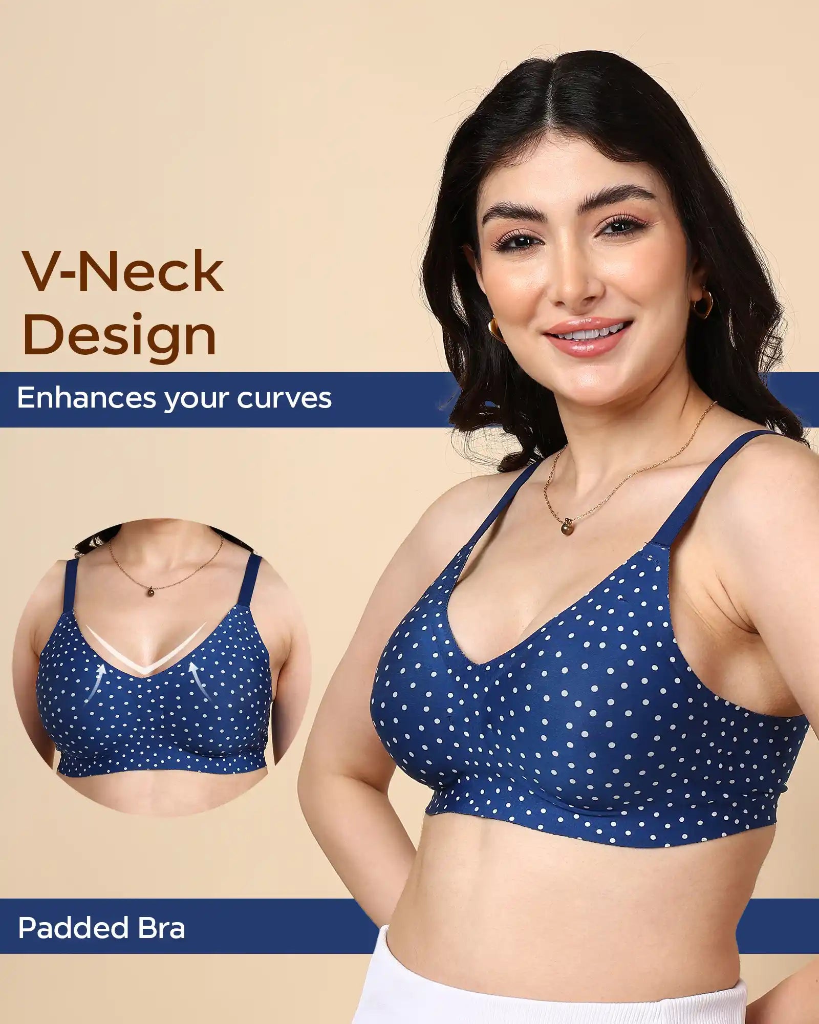 Tweens Bonded Printed lightweight Full-Coverage Padded Cotton Bra- (PACK OF 3)