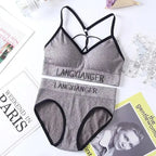 Women Sports Underwear Set Strings Backless Bra & High Waist Panties ( Set of 2 )