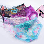 COMBO (6-PIS) Embroidered lace Flower Panties Women's Sexy Transparent Low-Rise Ladies Briefs-thinqpink