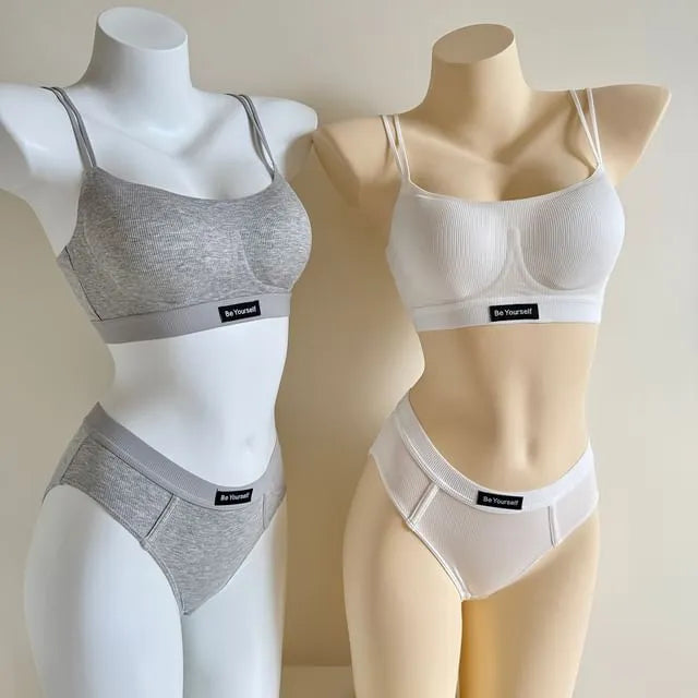 Buy Women Plain Applique Sports Look Satisfaction Underwear Bra & Panties Set-2