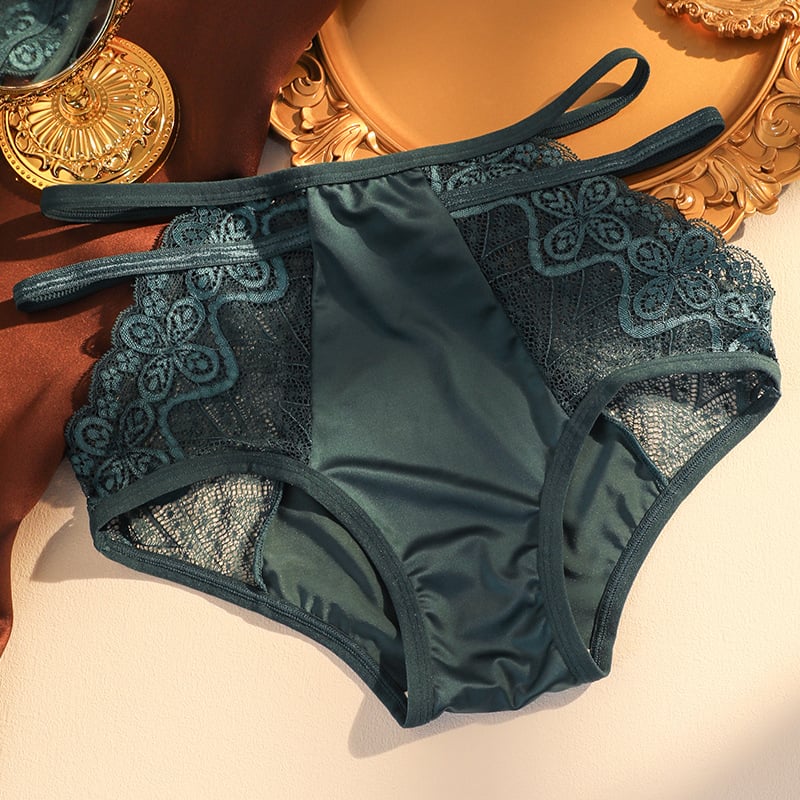 🌷(4 PCS) Sexy Seamless Double Strap Lace Silk Care Panties
