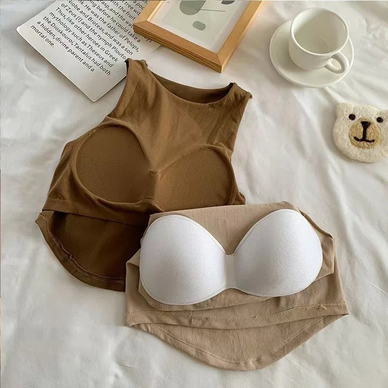 Seamless Padded Double Lining Crop Vest (4-COLOR SET)
