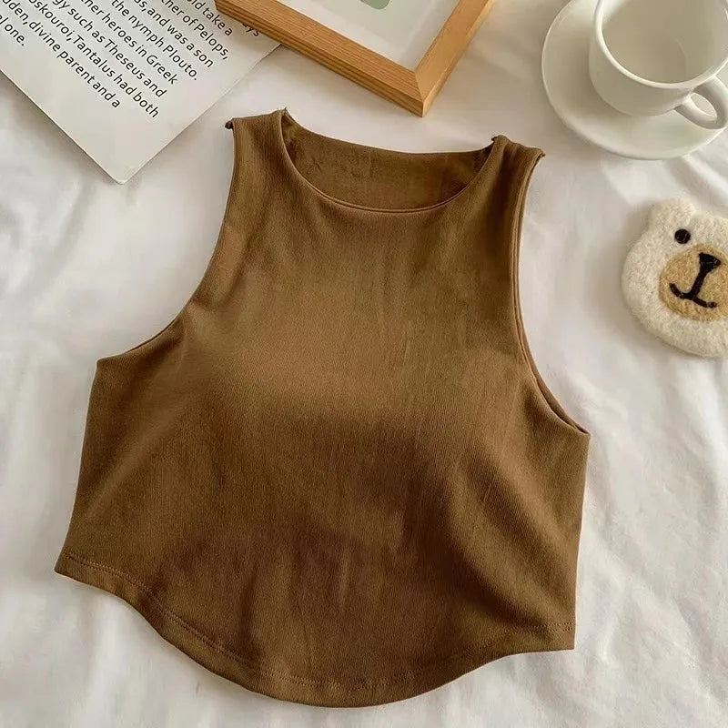Seamless Padded Double Lining Crop Vest (4-COLOR SET)