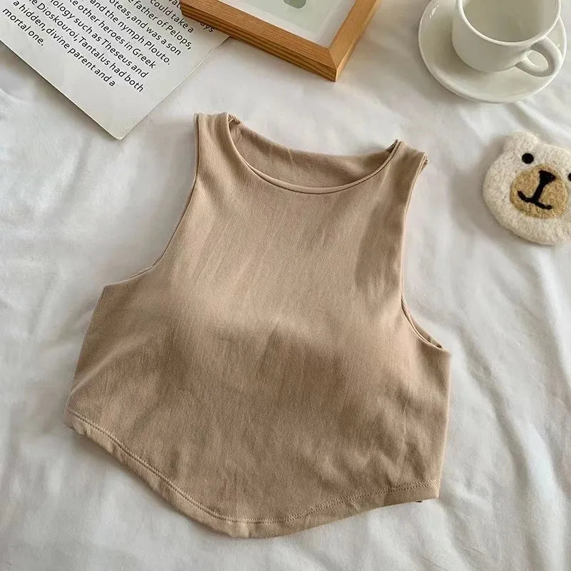 Seamless Padded Double Lining Crop Vest (4-COLOR SET)