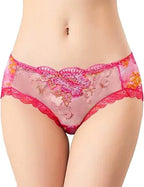 COMBO (6-PIS) Embroidered lace Flower Panties Women's Sexy Transparent Low-Rise Ladies Briefs-thinqpink