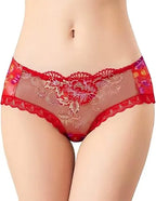 COMBO (6-PIS) Embroidered lace Flower Panties Women's Sexy Transparent Low-Rise Ladies Briefs-thinqpink