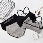 Women Sports Underwear Set Strings Backless Bra & High Waist Panties ( Set of 2 )